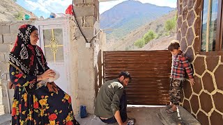 Rural family. Babak built an iron door for the village house at the request of Narges 🎨🧱