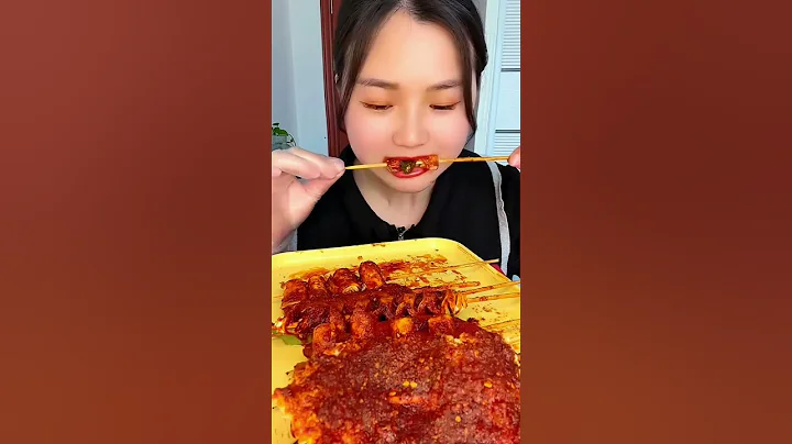 ASMR MUKBANG. Eating Meatballs With Meat Enoki Mushroom Spicy Yummy. #shorts 2024