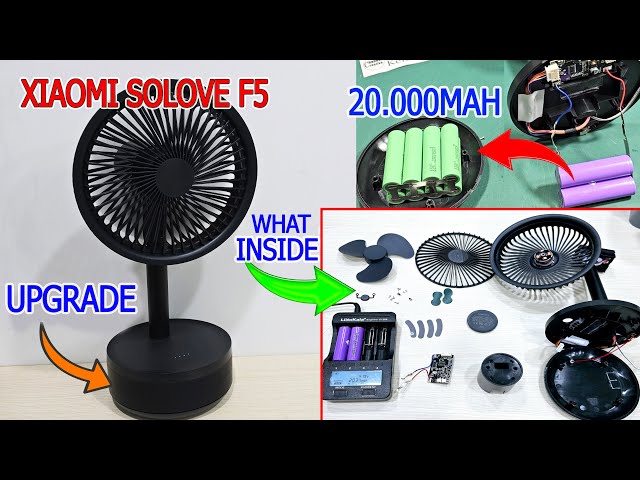 Upgrade table fan rechargeable with 1S 4,2v 20.000mAh Battery - XIAOMI SOLOVE f5 class=