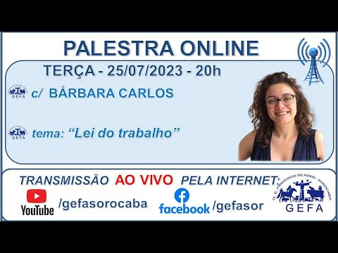 Assista: Palestra online - C/ B�?RBARA CARLOS (25/07/2023)