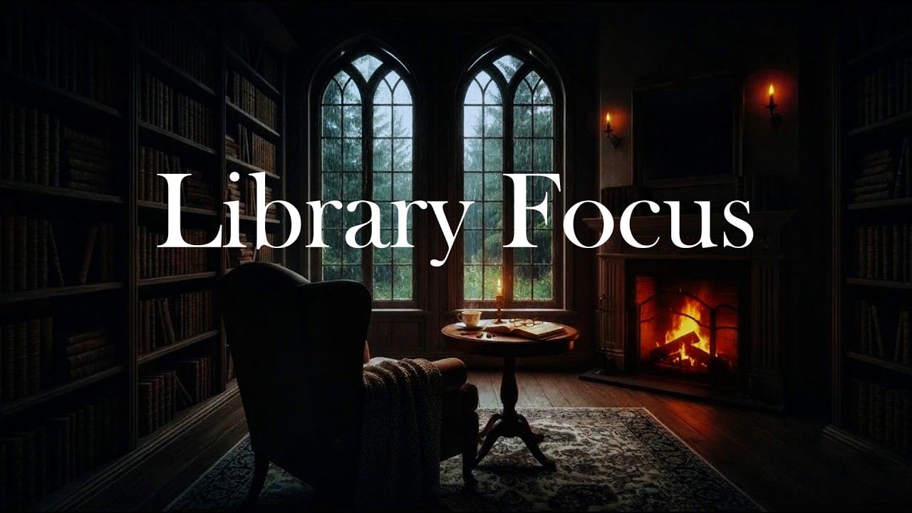 Library Focus | Soft Piano & Rain for Reading & Study 2 hours