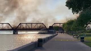 Tempe Town Lake bridge collapse, train derails