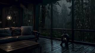 ASMR sounds on BALCONY Dark screen with rain sounds for sleeping, relaxing music, Calming music