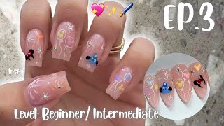 Nail Art Class: Ep.3 INTERMEDIATE Learn with me step by step! (Beginner Friendly) small details 💖