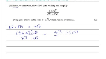EDEXCEL IAL P1 new Practice Paper B 2018 Q1  Simplifying Surds