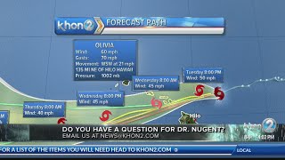 Justin Cruz and Dr. Alison Nugent with the latest on Tropical Storm Olivia (9/11/2018 at 4 p.m.)