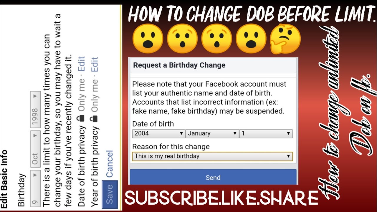 How To Change Facebook Dob Before Limit How To Change Unlimited Dob