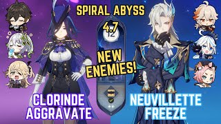 NEW ENEMIES! Clorinde Aggravate and Neuvillette Freeze - Genshin Impact 4.7 Abyss Floor 12 9 Stars