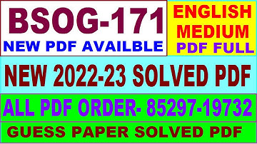 bsog 171 solved assignment 2022-23 / bsog 171 solved assignment in English / ignou bag bsog 171