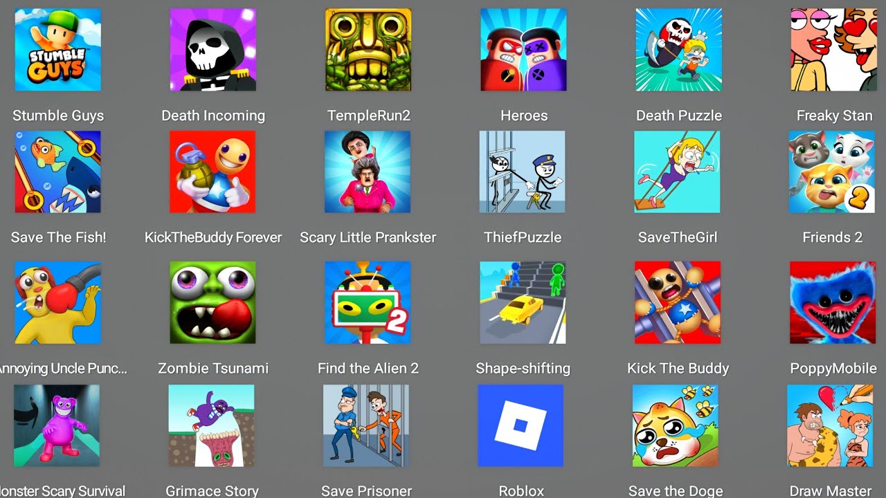 Gramic Monster Scary Survival,Sprunki survival,Roblox,Annoying Uncle,Grimace Story,Save The Fish 