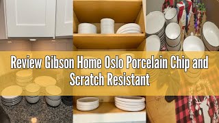Review Gibson Home Oslo Porcelain Chip and Scratch Resistant Dinnerware Set, Service for 4 (16pcs),