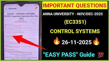 EC3351 Control Systems | Important Questions | UPDATED IN APP | latest |Anna University easy pass