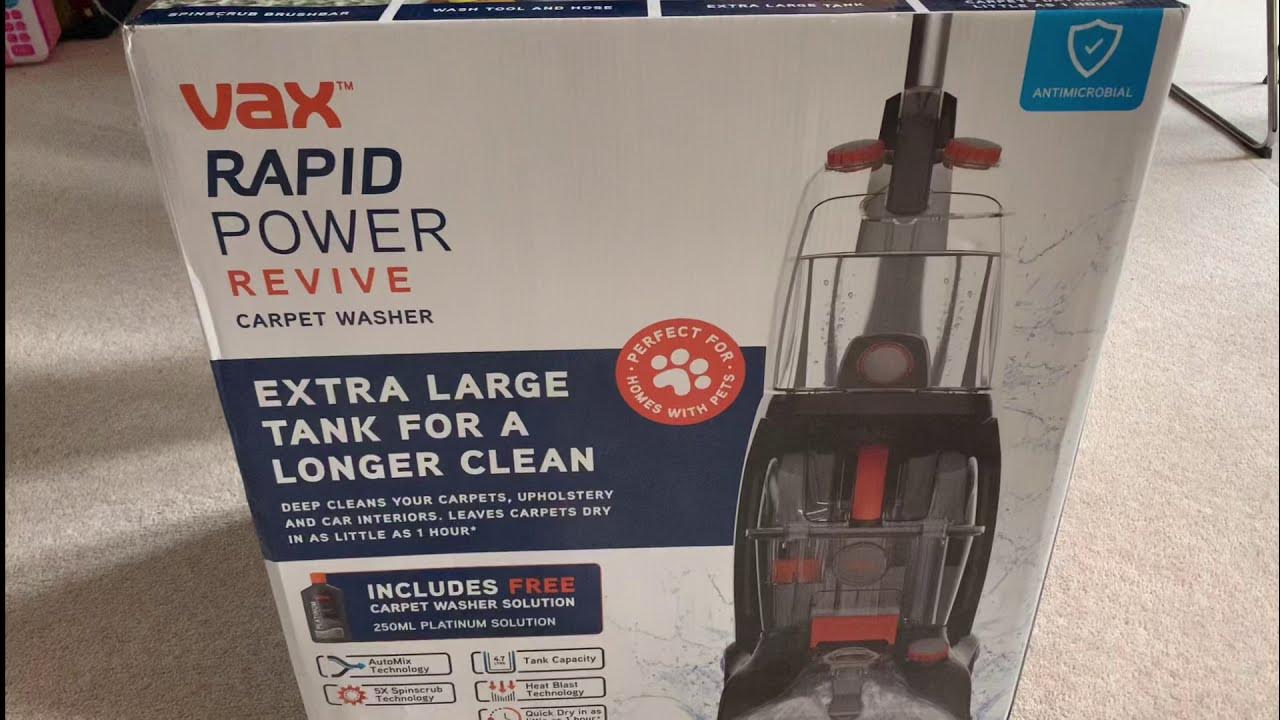 vax rapid power revive carpet washer unboxing YouTube