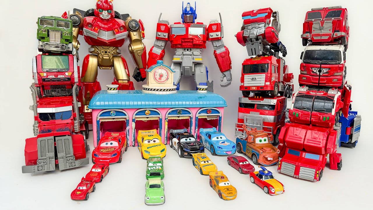 Collection Transformers Cars Toys: Optimus Prime, Thomas Train, McQueen - Stopmotion Robot Dinosaur