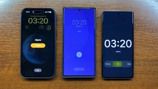 Apple iPhone 14 PM vs Samsung Galaxy S22 Ultra vs Google Pixel 7 Pro Alarm Clock \u0026 Timer Alert Sound