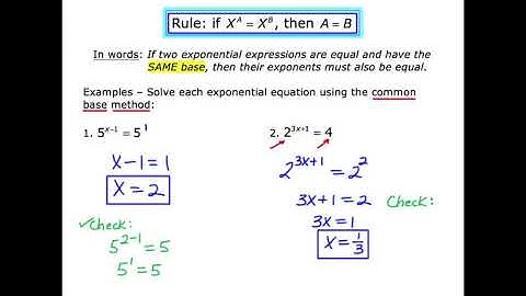 Mathcamp321: Solving Equations with the Common Base Method
