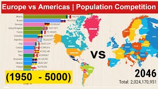 Europe vs Americas | Population Competition (1950   5000) Most Populated Countries