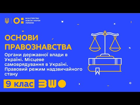 9 клас. Основи правознавства. Органи державної влади в Україні. Місцеве самоврядування в Україні