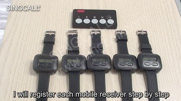 SINGCALL Wireless Calling System One APE350 pager with Five APE6600 Watches (single key program)