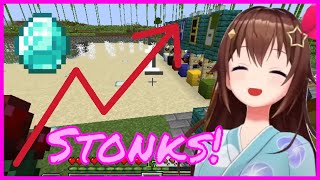 Sora's cute reaction to winning her Minecraft Horse Racing bets at the Summer fest [Hololive]