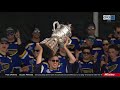 Blues players take the stage for championship rally