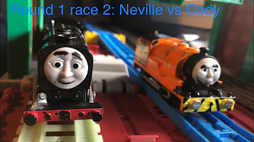 Tomy sodor races round 1 race 2: Neville vs Cody￼