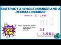 Subtract A Whole Number And a Decimal Number