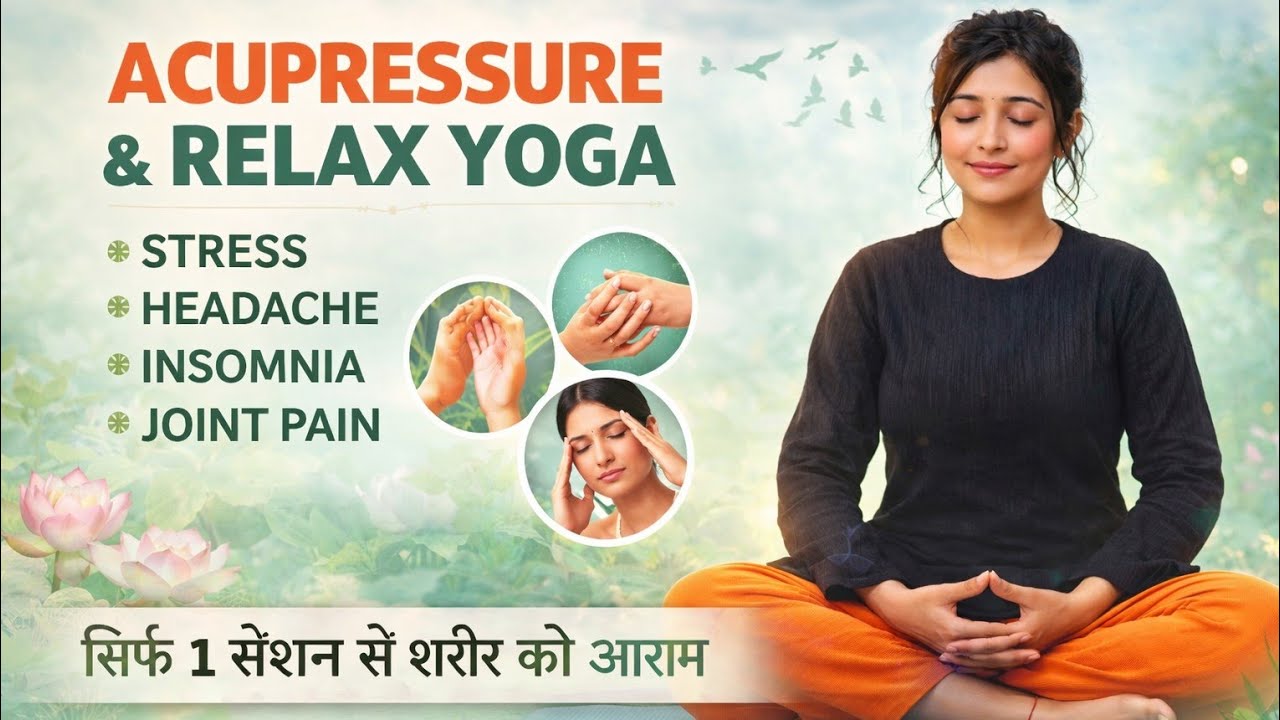 सिर्फ 1 सेशन में थकान दूर | Hand & Foot Acupressure + Relax Yoga | Stress, Headache, InsomniaRelief