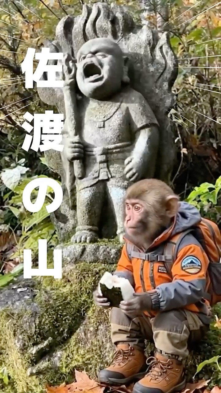 78 猿、登山中に歌う石像に遭遇 - YouTube