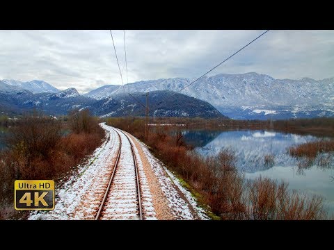 4K CABVIEW Bijelo Polje - Bar - Winter ride from snowy mountains to Adriatic Sea coast