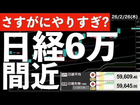 【さすがにやりすぎ？】朝起きたら日経先物が6万円にかなり近い！エヌビディア決算にも注目！
