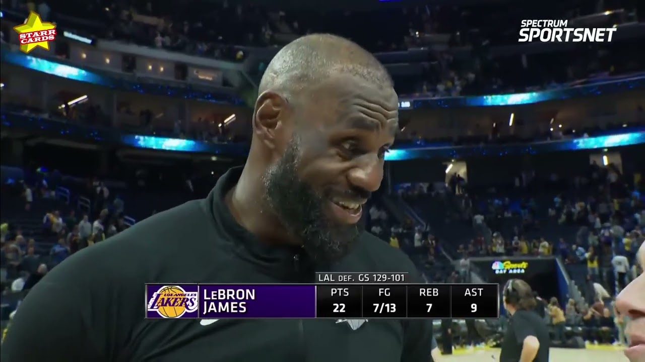 Luka Doncic scores 26 points, LeBron James adds 22, as Lakers race past Warriors in SF 129-101