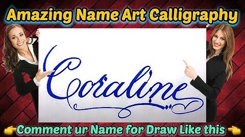 Coraline Name Signature Calligraphy Status | How to Draw, Cursive Calligraphy with Cut Marker