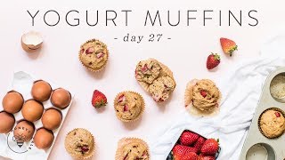 Whole Wheat Strawberry Yogurt MUFFINS ???? DAY 27 | HONEYSUCKLE