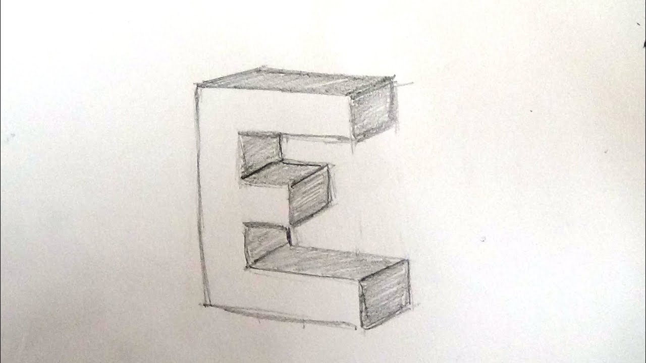 How To Draw 3d Letter E Youtube