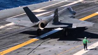 F 35C Completes First Arrested Landing aboard Aircraft Carrier #3 Youtube