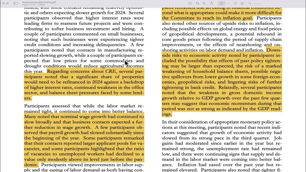 FOMC Minutes from Dec 2023 YouTube