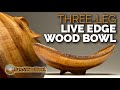 Three-Leg Live Edge Wood Bowl Natural Bark Rim 3 Feet Base - Woodturning Video