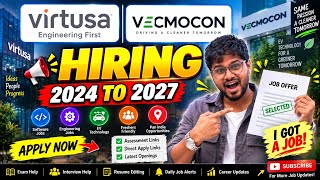 🚨 VIRTUSA & VECMOCON HIRING 2026 | Associate + Latest Engineering Jobs | Freshers | Apply Now 🔥