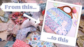 Liberty Scrap Fabric Patchwork Bag Tutorial - Use up your scraps!