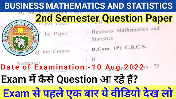 Business Mathematics And Statistics 2nd Semester Question Paper & Important Question | Bcom Prog