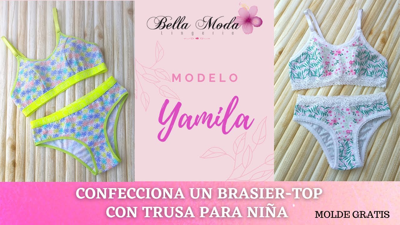 CÓMO HACER UN BRASIER-TOP Y TRUSA DE NIÑA? DIY - MOLDE GRATIS