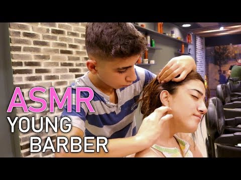 FEMALE ASMR MASSAGE FROM YOUNG BARBER VEYSEL | ASMR TURKISH BARBER MASSAGE (soft)