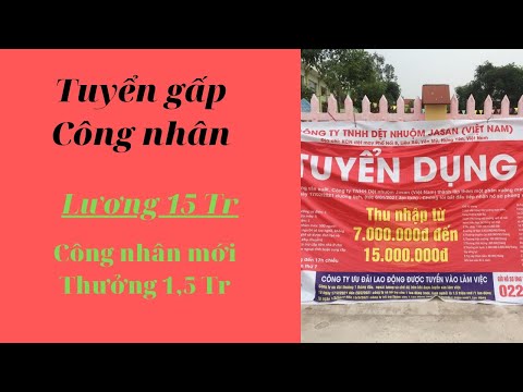 tuyển gấp 500 CN, lương tới 15 tr, hỗ chợ thêm 1,5 tr, có chỗ ở,