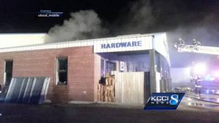 Fire sweeps through lumberyard