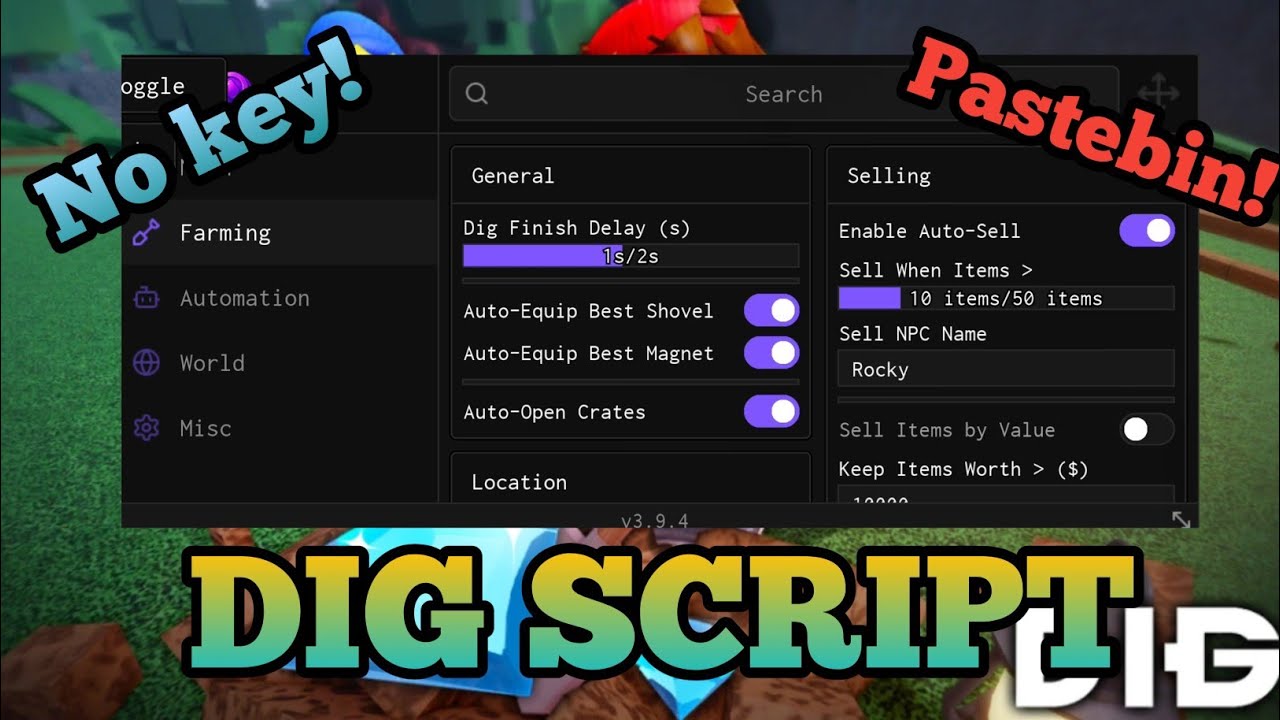 [OP🔥] Dig Script | Auto Dig | Fast Dig | Auto Sell | No key | Pastebin ...