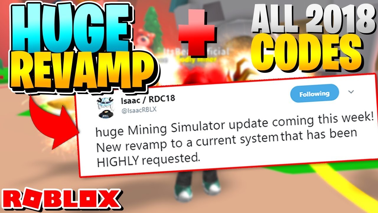 Roblox Mining Simulator Huge Revamp Update Next Weekend All Codes 2018 - youtube popularmmos roblox mining simulator