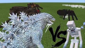 FROST GODZILLA vs SCP-096-JS and SPIDER MATRIARCH vs MUTANT SPIDER: MCPE Mob Battles!