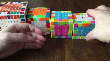 Part 4 Continued: Solving the edge cubes of a 9x9x9, 7x7x7, 6x6x6, 5x5x5, and 4x4x4