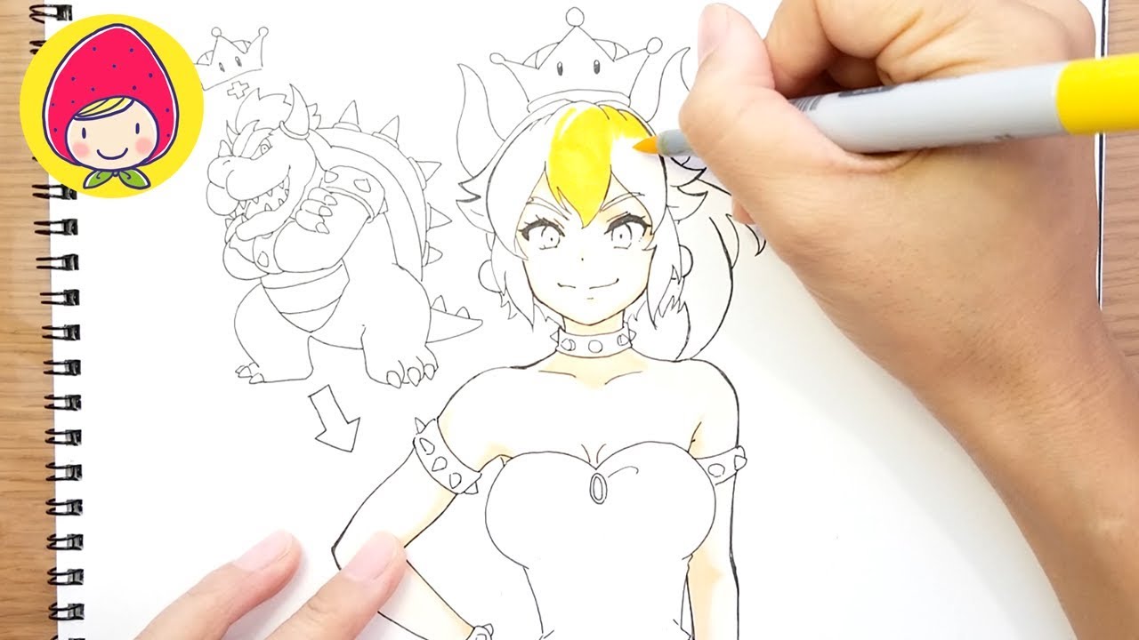 クッパ姫 今話題のクッパ姫を手書きで描いてみた Youtube